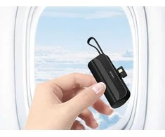 5000 mah „lightning“ ir usb-c kabelis, kišeninis kelioninis išorinis akumuliatorius