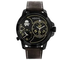 Adexe Vyrų Laikrodis ADX-1613A-4A Juodas Ciferblatas Rudas Diržas