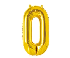 Aukso spalvos skaitmeninis balionas „0“, 66 cm, gimtadienis, šventė, dekoracija, aukso spalvos