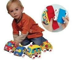 K's Kids Automobilis su traukos mechanizmu - Mokyklinis Autobusas ir Gaisrininkų Valtis
