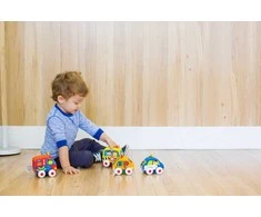 K's Kids Automobilis su traukos mechanizmu - Mokyklinis Autobusas ir Gaisrininkų Valtis