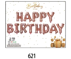 Balionai užrašas „happy birthday“ girlandė, rožiniai, dekoracija
