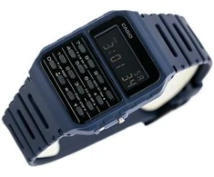 Laikrodis CASIO Laikrodžių modelis CA-53WF-2B su kalkuliatoriumi ir juoda ciferblatu