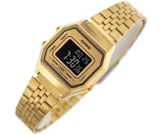 CASIO Moteriškas laikrodis LA680WGA-9B Su auksine apyranke