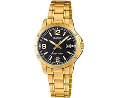 Casio Moteriškas laikrodis LTP-V004G-1B Aukso riešinė, Juoda ciferblatas