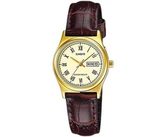 Casio Moteriškas Laikrodis LTP-V006GL-9B Aukso Dialas Odiniu Dirželiu