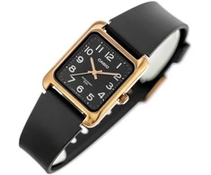 CASIO Unisex laikrodis MTP-B175-5B - rožinės aukso korpuso, juodos apyrankės
