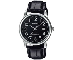 CASIO VYRIŠKAS LAIKRODIS MTP-V002L-1BUDF Juodas dirželis, Nerūdijantis plienas