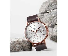 CASIO Vyrų Laikrodis MTP-E321RL-5A, Rudos Odos Dirželis, Mėlynos Akcentai