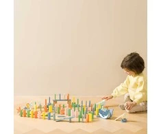 CLASSIC WORLD Medinė Domino Lenktynių Logika Montessori 100 vnt.