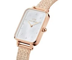 Daniel Wellington Moteriškas Laikrodis Quadro Lumine Pressed Piano 20mm - Rožinė Aukso Spalva