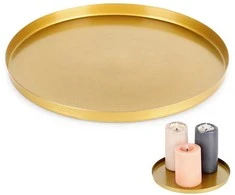 Dekoteller Dekoplatte Kerzenständer Kerzenplatte Kerzenuntersetzer aus Metall goldfarben 21,5 cm