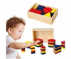 Dienes mediniai blokai Geometrinės figūros Viga žaislai Montessori