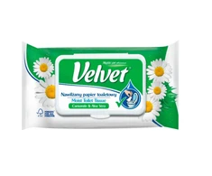 Velvet Drėkintas tualetinis popierius „Rumianek“ ir alavijo aksomas
