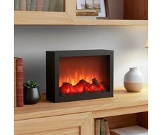 Elektrinis židinys LED apšvietimu juodas 29x23 cm