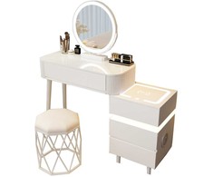 Eliza LED kosmetinis stalas – Baltas – 80 cm viršus