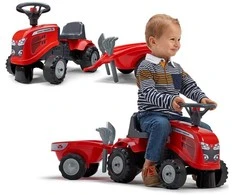 FALK Traktorius Vaikams Massey Ferguson Raudonas su Priekaba