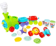 Virtuvinės svarstyklės Fisher Price traukinys + tešla 3 spalvos