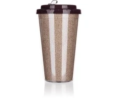 Gertuvė 500 ml dvigubo -ml dvigubo -ml kelioninio puodelio su dvigubomis sienomis, šviesiai ruda
