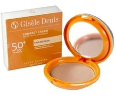 Gisèle Denis kompaktiškas veido kremas nuo saulės „Kreminis SPF50“ + šviesiai-vidutinio atspalvio, 10 g