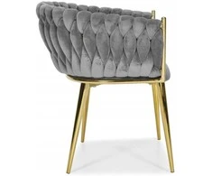 Glamour Kėdė Pilkas Velvet – Auksinėmis Kojomis, Woven Modernus Dizainas