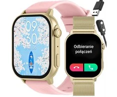 GRAVITY Išmanusis laikrodis GT15-7 - Bluetooth, šviesus ekranas, rožinis/auksinis