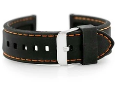 Pacific U20 rubber watch strap - juodas/oranžinis 26mm