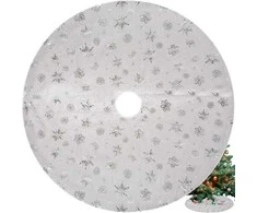 ISO TRADE Kalėdų eglutės kilimėlis 90 cm Baltas Sidabras