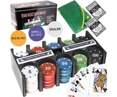 Iso Trade Poker Rinkinys TEXAS 23539 - 200 žetonų, kortų ir žaidimų reikmenų