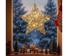 Kalėdų dekoracija Žibintas Auksinis 30 cm - 20 LED