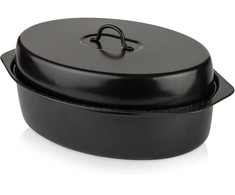 Nava Kepimo indas granitinė su dangčiu ovali NATURE 6,5 l, 42x29x17 cm