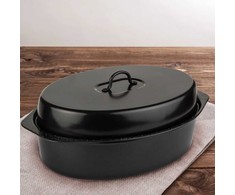 Nava Kepimo indas granitinė su dangčiu ovali NATURE 6,5 l, 42x29x17 cm