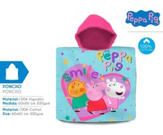 KIDS Peppa Pig pončas su kepure, 100% medvilnė