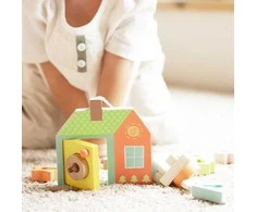 Klasikinis pasaulis medinis susipynimo blokai, skirti srieginti raktus ir duris Montessori 11 EL.