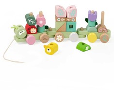 Classic World medinė Montessori Gąsienicos traukinys su 27 detalėmis