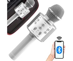 Ausinės Belaidė mikrofono karaoke garsiakalbis su Bluetooth ir dėklu