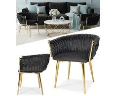 GLAMOUR Veliūrinė kėdė - Golden Legs Modern Juodas Hedo sp. su o.o.