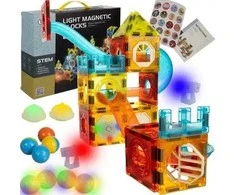 Kruzzel Blokai - Magnetiniai Blokai - 77 vnt. Apšvietimo efektas