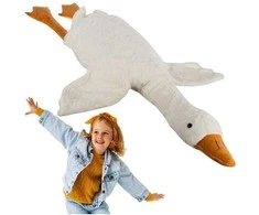 KRUZZEL Žaislas - Didelis pliušinis žąsis 130cm - Patogus pagalvė