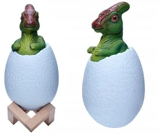 Naktinė lempa dinozauras, RGB LED, su medine pagrindu