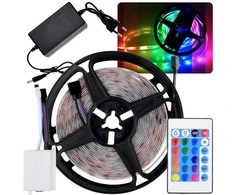 Jokomisiada LED juostelė 5m RGB + nuotolinio valdymo pultas vandeniui atspari