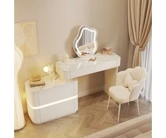 Lilia LED kosmetinis staliukas – Baltas – 80 cm viršus