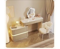 Lilia LED makiažo stalas, 80 cm, šviesiai beige