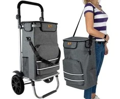 Malatec Sulankstomas Prekybos Vežimėlis - 40L Talpa, Dideliais Ratukais