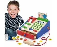 Medinių parduotuvių kasos su aksesuarais skaitytuvas „Viga Toys Montessori“