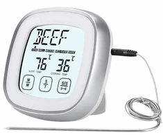 Mėsos termometras su zondu, virtuvinis, jutiklinis, skaitmeninis, skirtas kepimui, su lcd ekranu