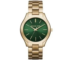 Michael Kors Moteriškas Laikrodis MK3435 - Auksinis, Žalias Ciferblatas