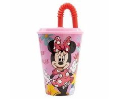 STOR Minnie Mouse puodelis su šiaudeliu, 430 ml
