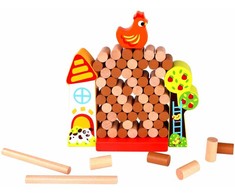 Tooky Toys Paimtas žaislas Jenga krintantis vištienos medinis ūkis