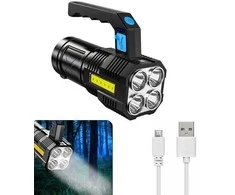 Pakraunamas LED žibintas, prožektorius, galingas, atsparus vandeniui, USB įkrovimas